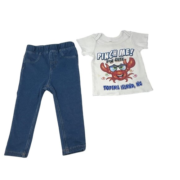 Garanimals & Wings 12M Baby Outfits Purple Love Top W/ Ombre Leggings & Crab Tee - Picture 2 of 7